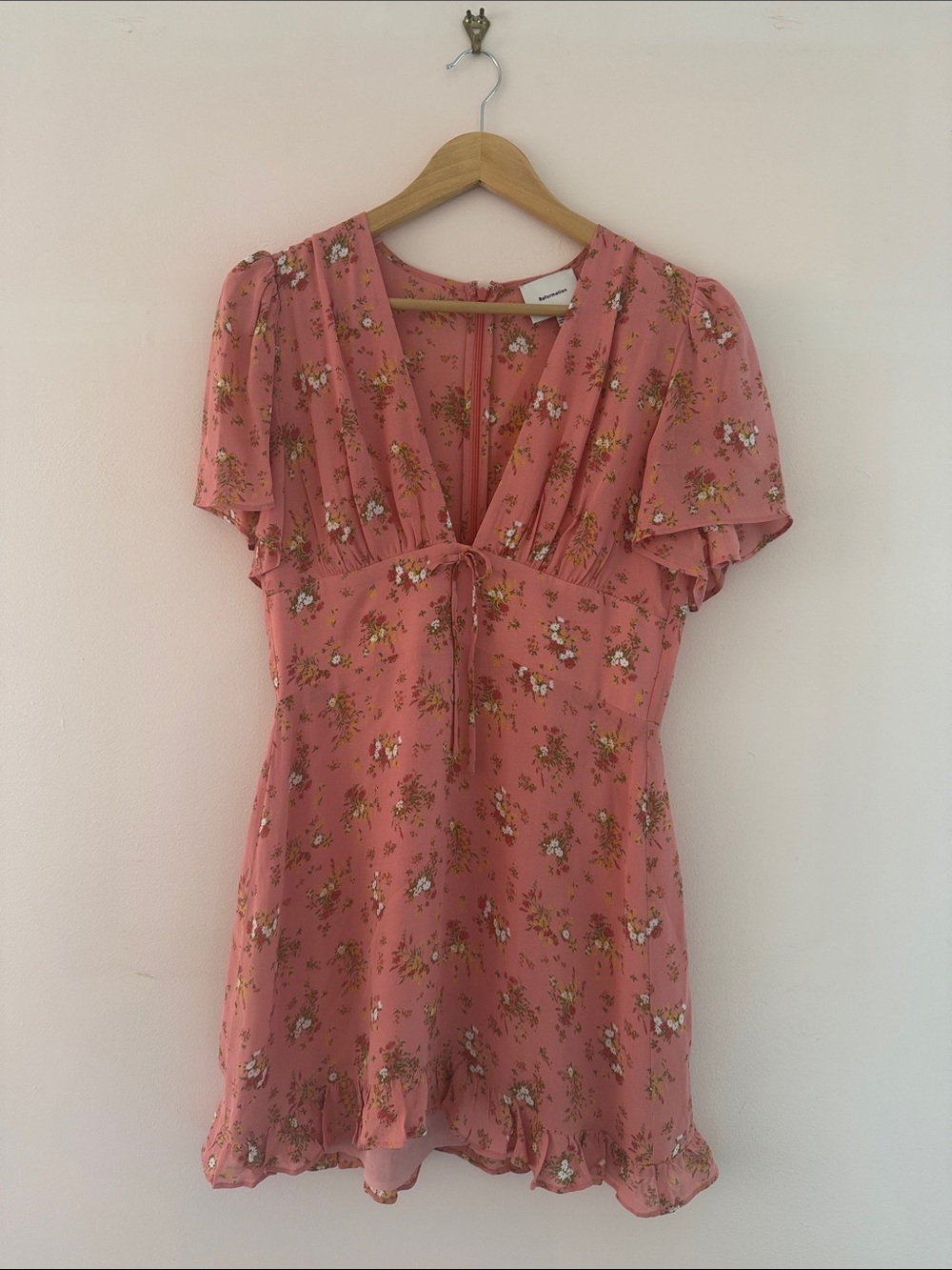 Reformation Mya Mini Dress - Coral Pink - Size 10